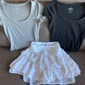 Hollister Size Small Bundle – Skirt + 2 Crop Tops Set